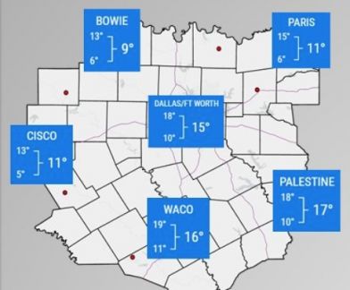 DFW 地区降温、冰冻警告